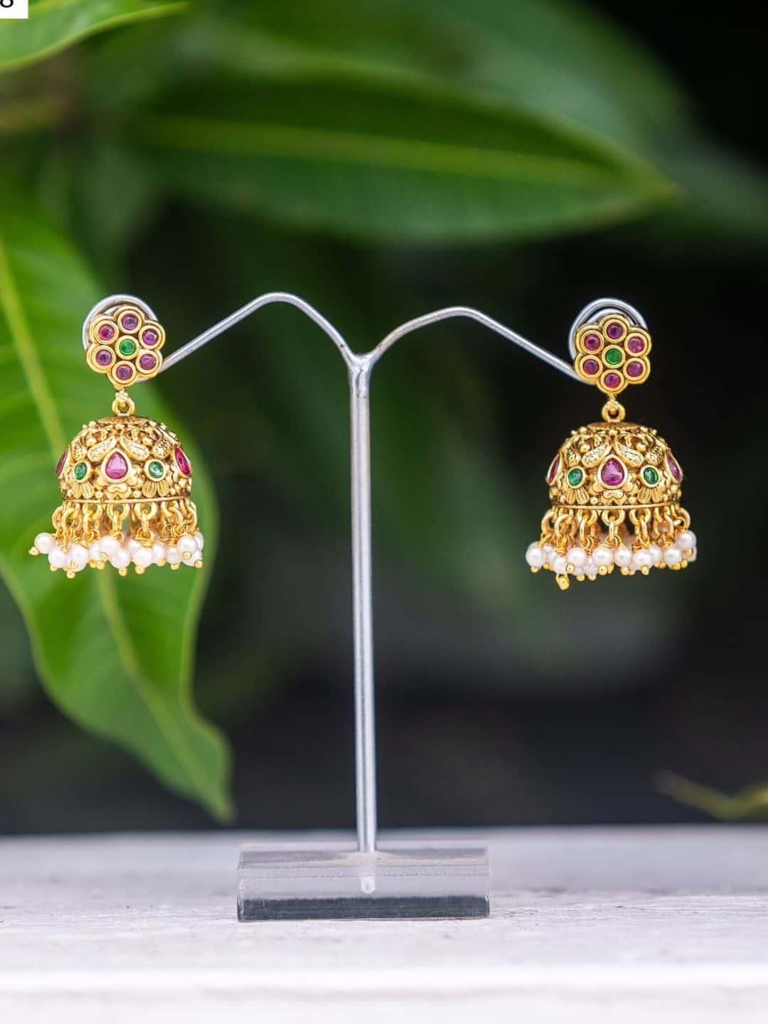 Ishhaara Gold Plated Multi Color Jhumka
