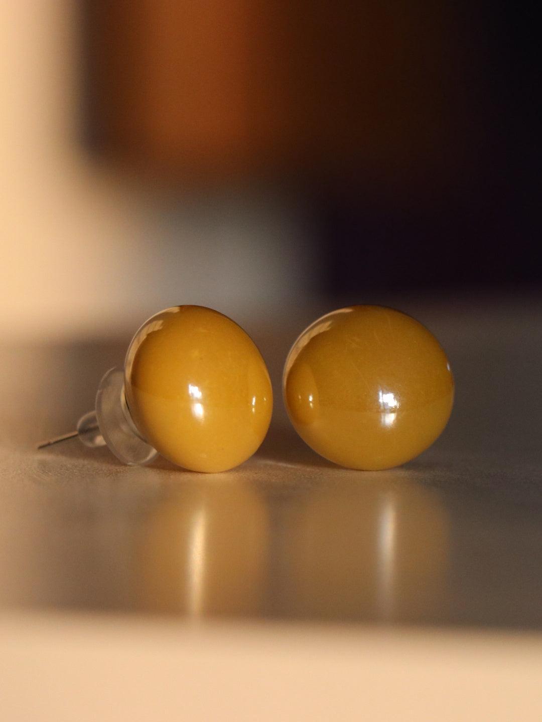 Ishhaara Pearl Statement Studs Mustard Yellow