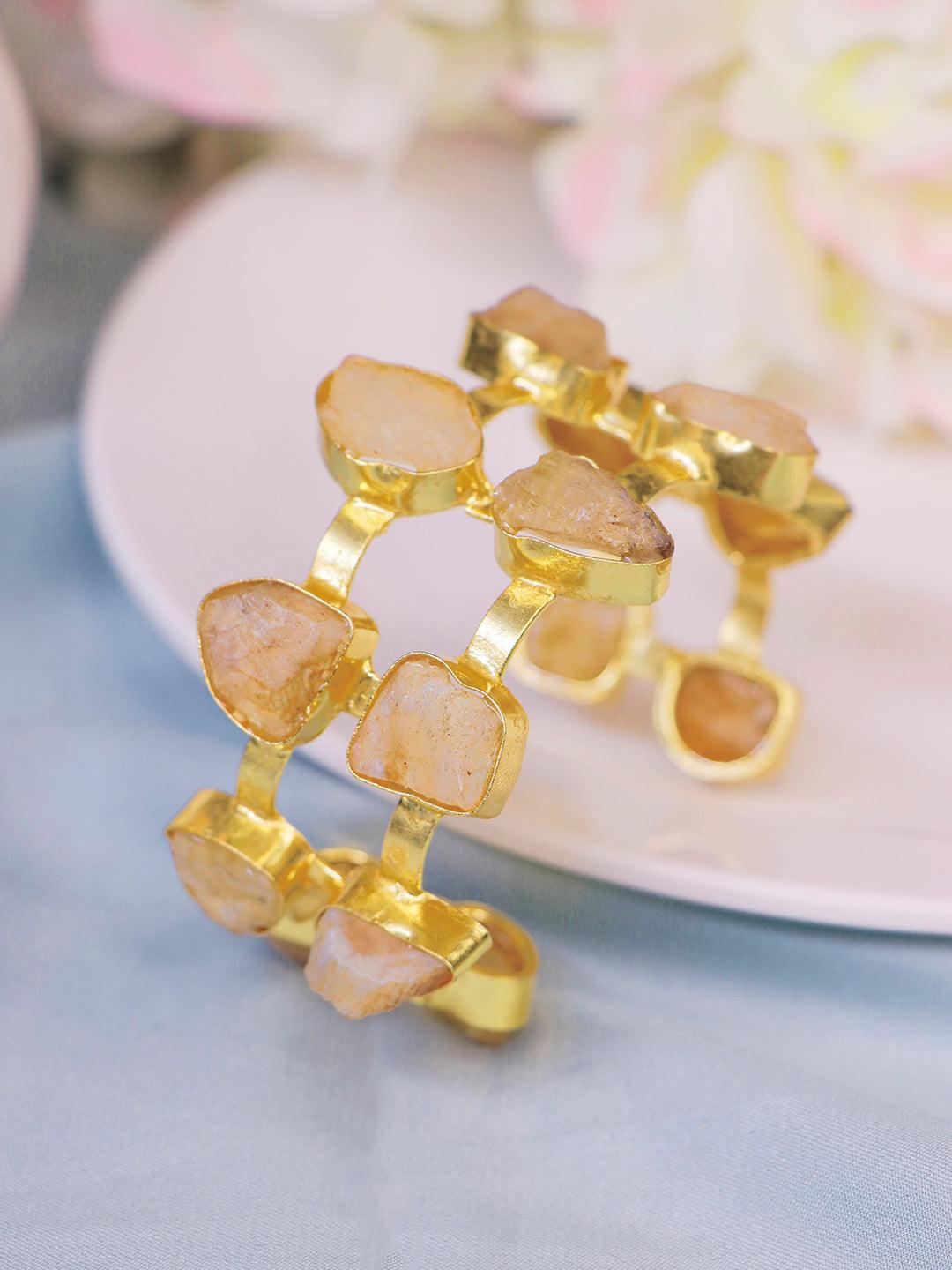 Ishhaara Aaliya In Smoky Quartz Hand Cuff Cream