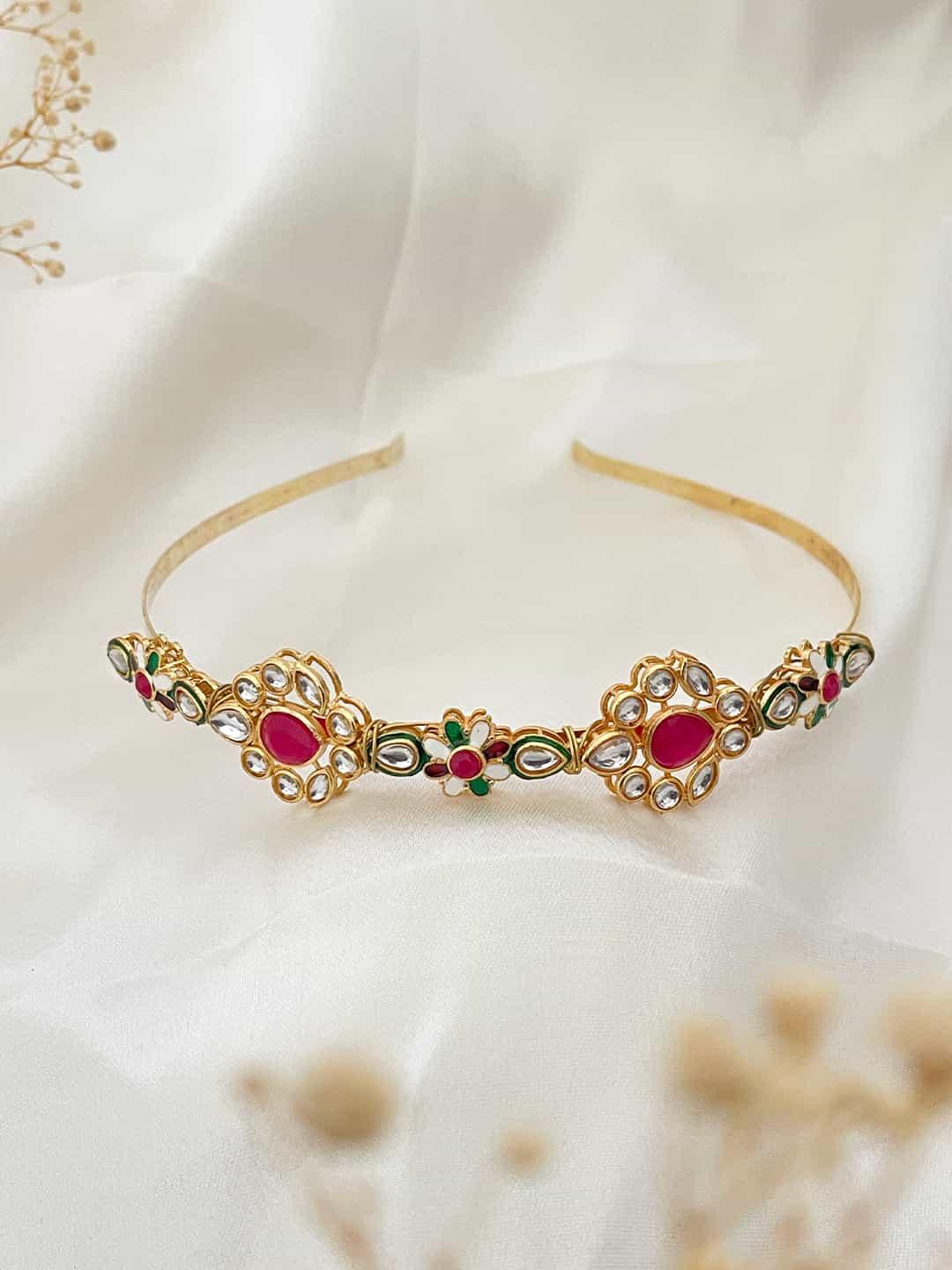 Ishhaara Ad Kundan With Coloured Stoned Designer Hairband
