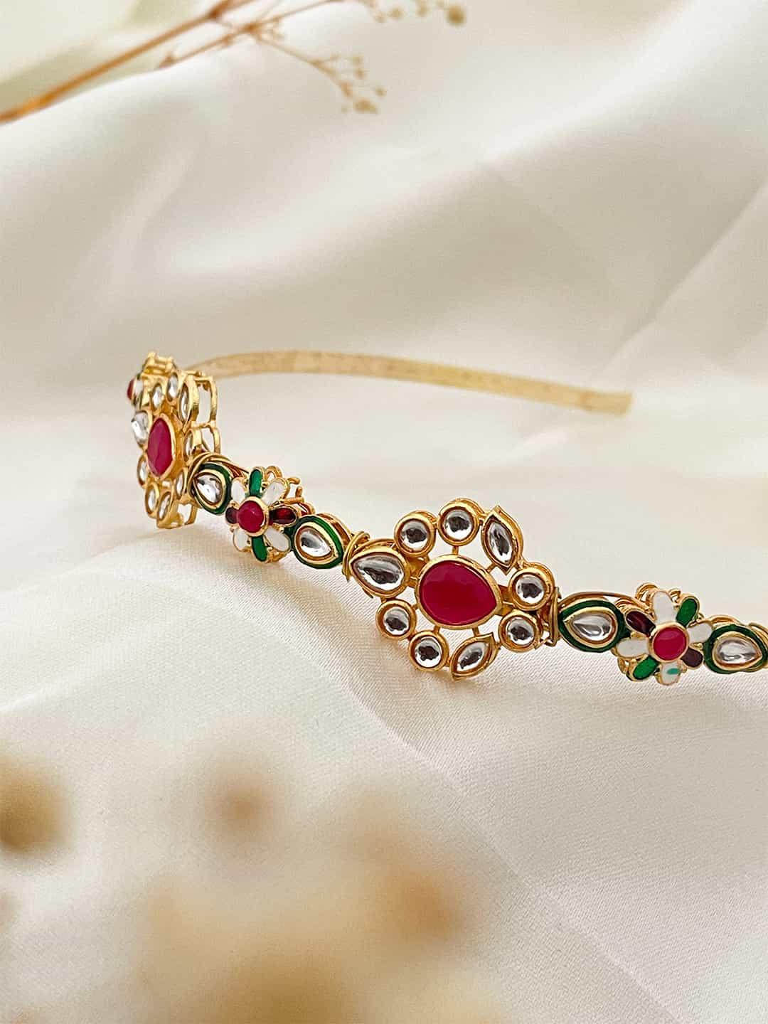 Ishhaara Ad Kundan With Coloured Stoned Designer Hairband