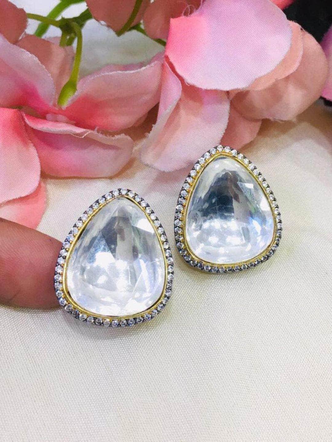 Ishhaara Ad Outline Triangular Uncut Polki Studs