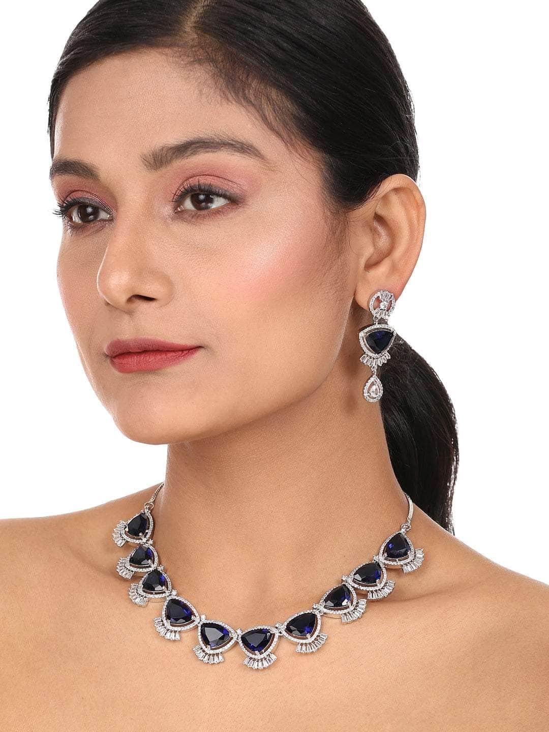 Ishhaara Ad Stone Brass Necklace Set