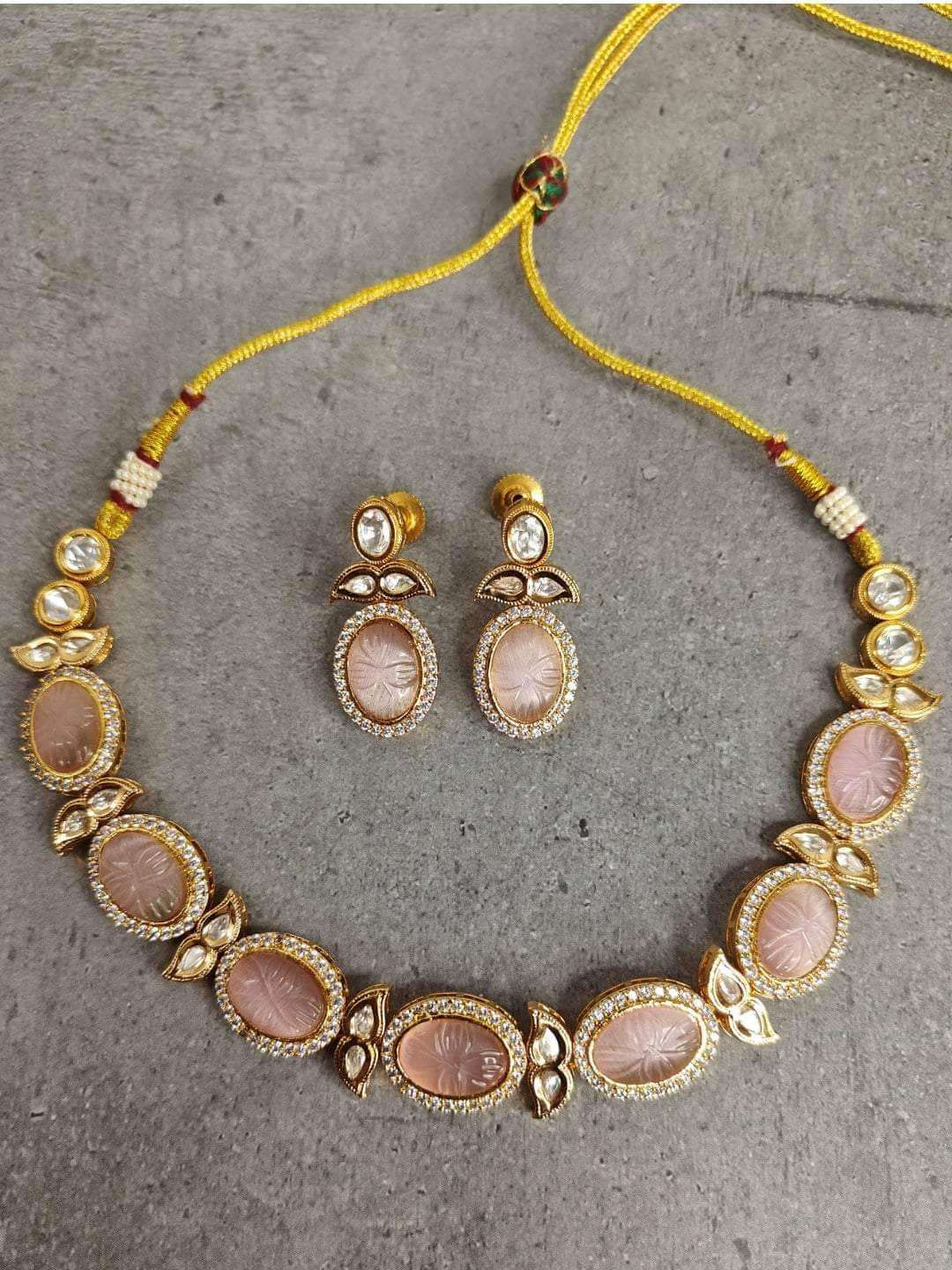 Stone Choker Latest Choker Necklace Set Changeable Colour Stone