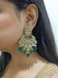 Ishhaara Antique Chandbali Polki Earrings Green