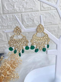 Ishhaara Antique Chandbali Polki Earrings Green