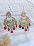 Ishhaara Antique Chandballi Polki Earrings Pink