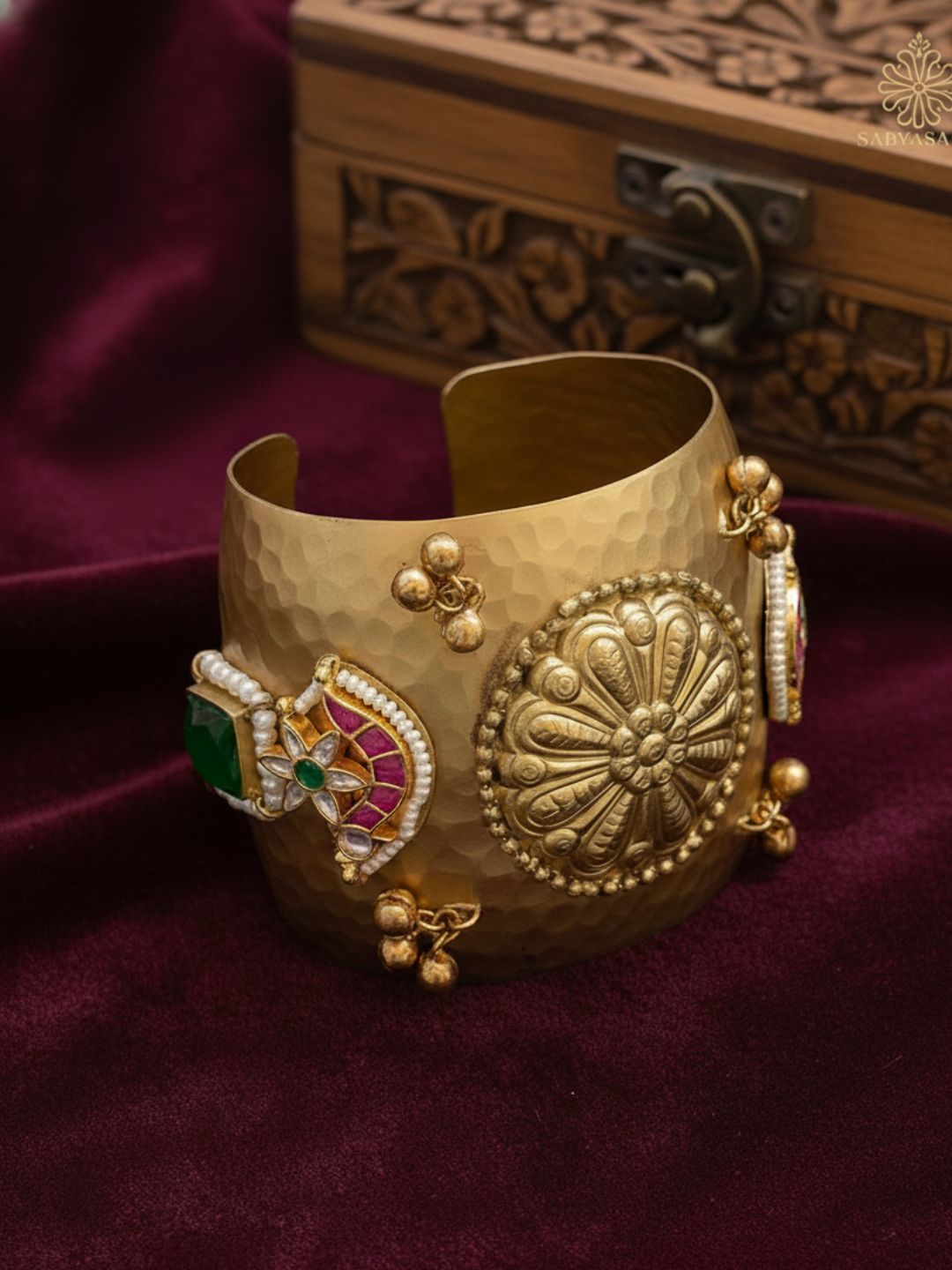 Ishhaara Antique Finish Navratna Bracelet Kada