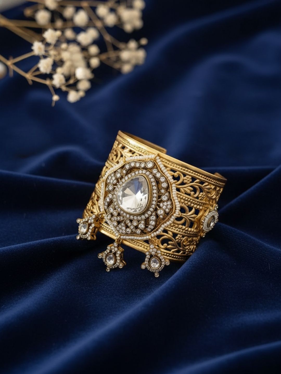 Ishhaara Antique Polki Cuff Bangle