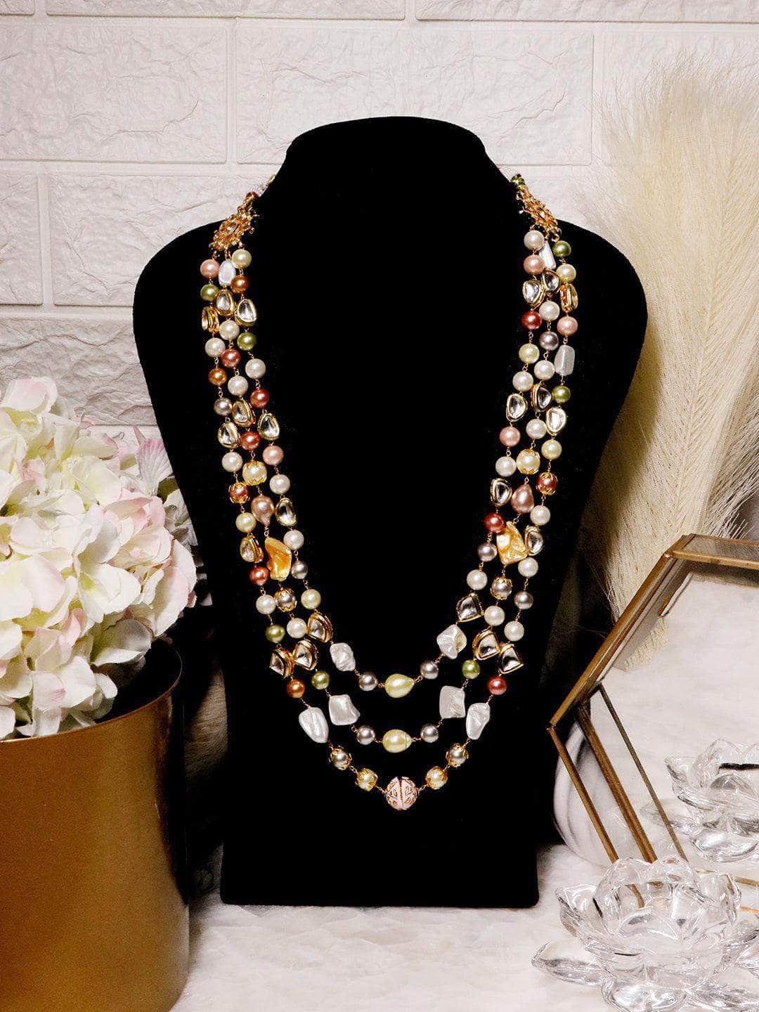 Ishhaara Baroque And Shell Pearl Triple Layered Haar