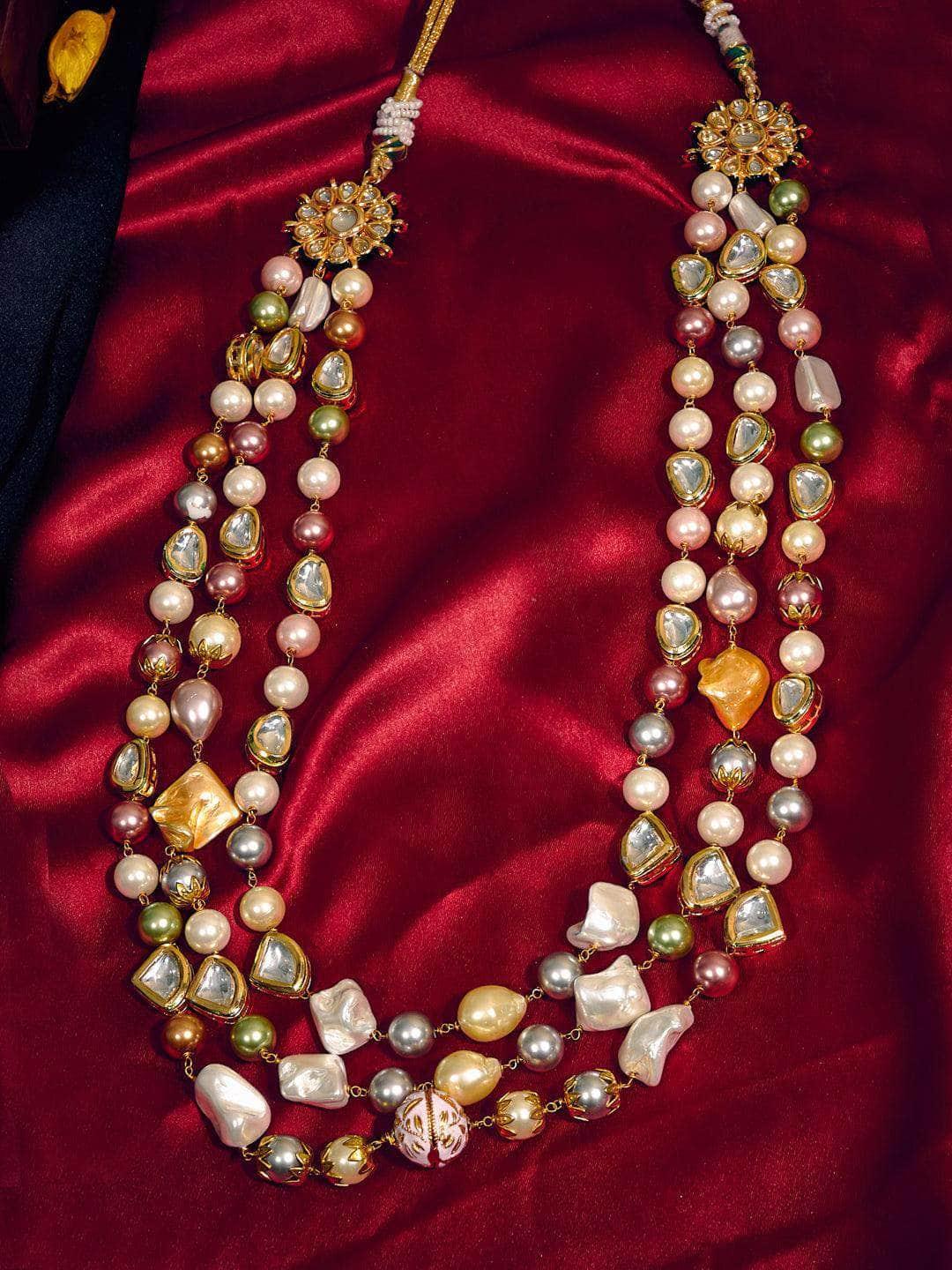 Ishhaara Baroque And Shell Pearl Triple Layered Haar