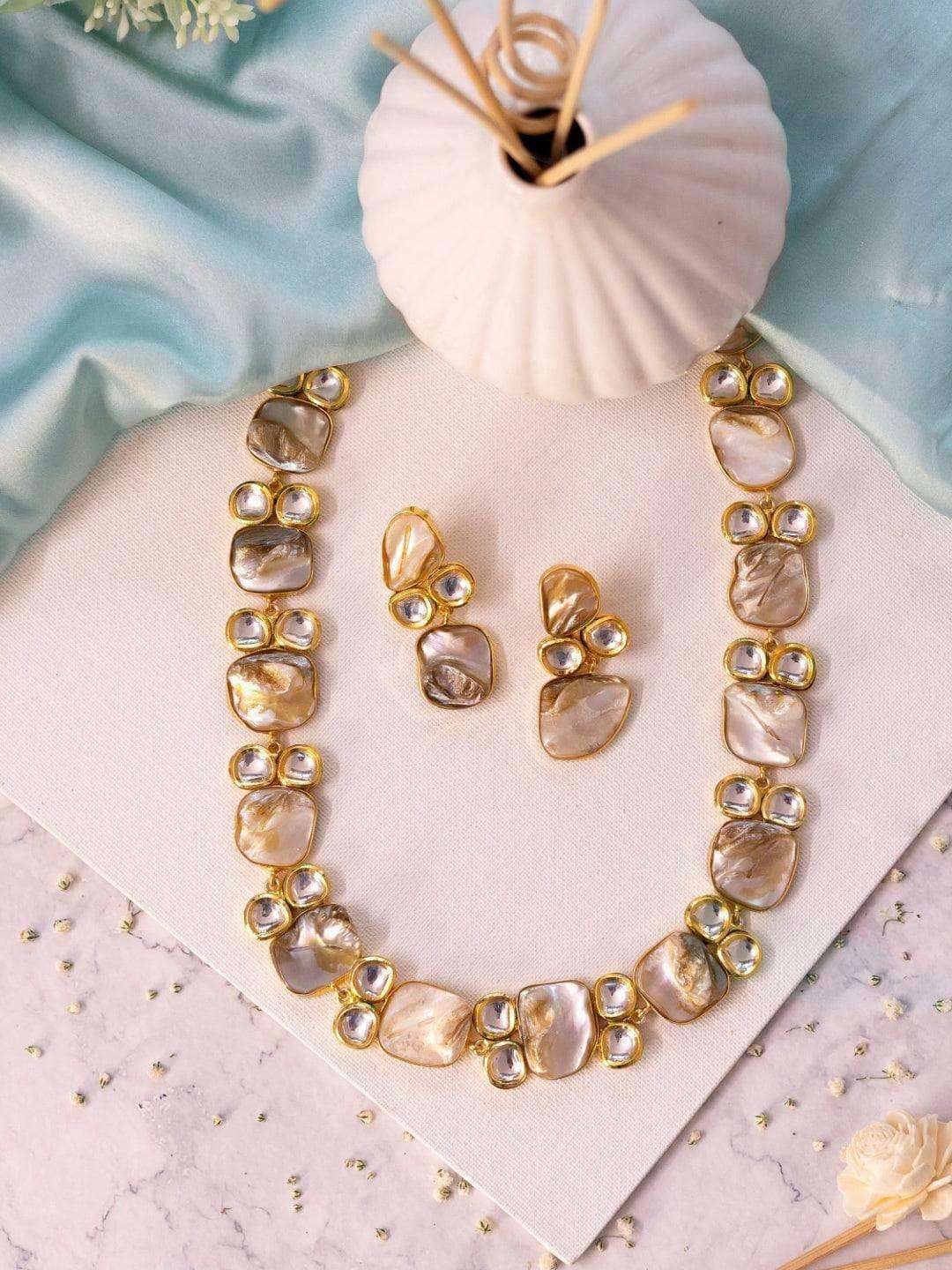 Ishhaara Baroque Kundan Long Necklace With Earrings