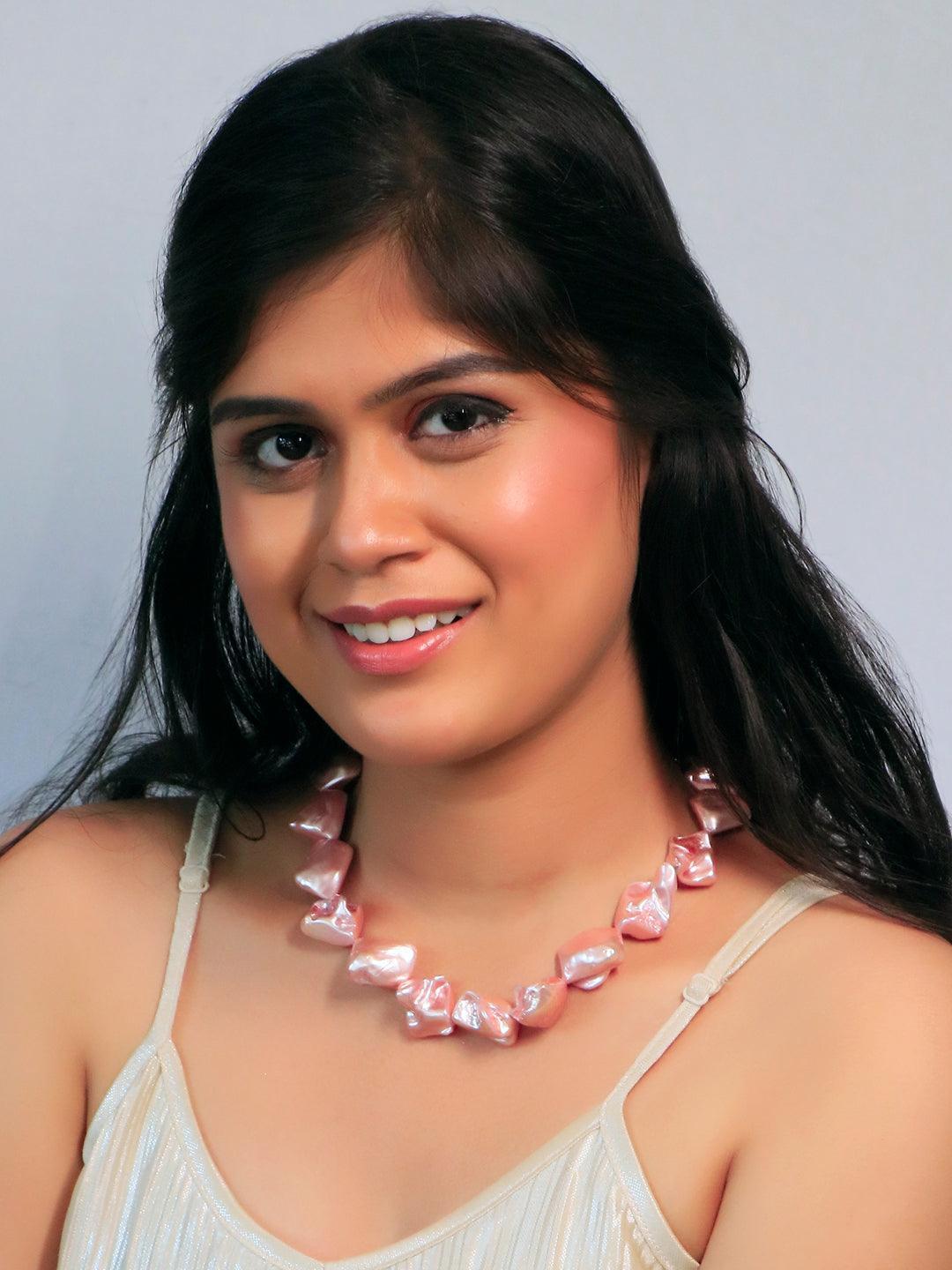 Ishhaara Baroque Statement Necklace Pink
