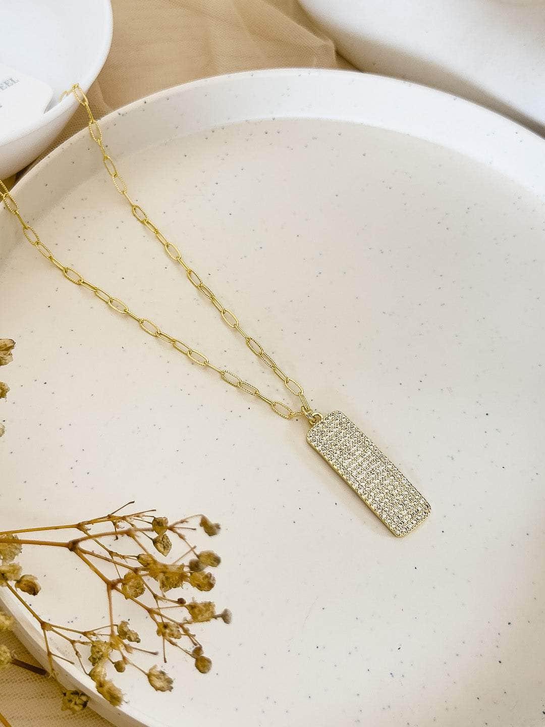 Ishhaara Beaded Rectangle Pendant Necklace