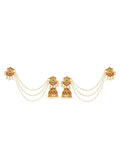 Ishhaara Beautiful Kempu Peacock Jhumka With Ear Chain