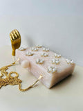 Ishhaara Beige Embellished Clutch With Sling