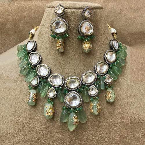 Ishhaara Big Polki Semi Precious Necklace Set