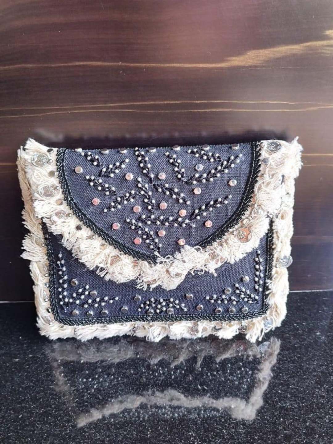 Ishhaara Black Boho Jute Bags With Sling Chains