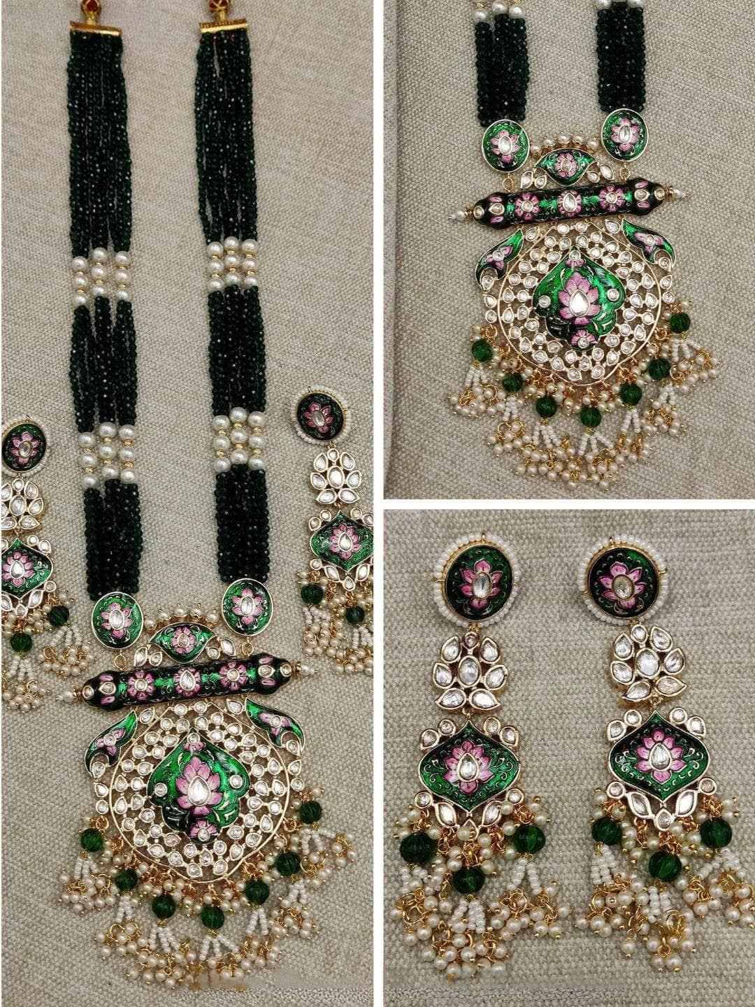 Ishhaara Brass Kundan Long Necklace Set