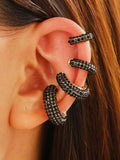 Ishhaara Black Combo Of Four Chunky Pave Hoop Earcuff