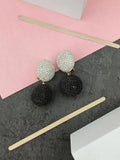 Ishhaara Black Dual Zircon Ball Earring