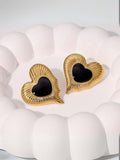 Ishhaara Black Elegant Heart Shaped Earrings
