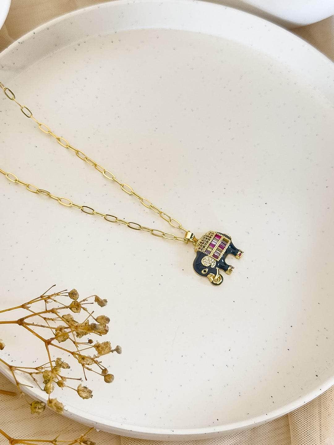 Ishhaara Black Elephant Necklace