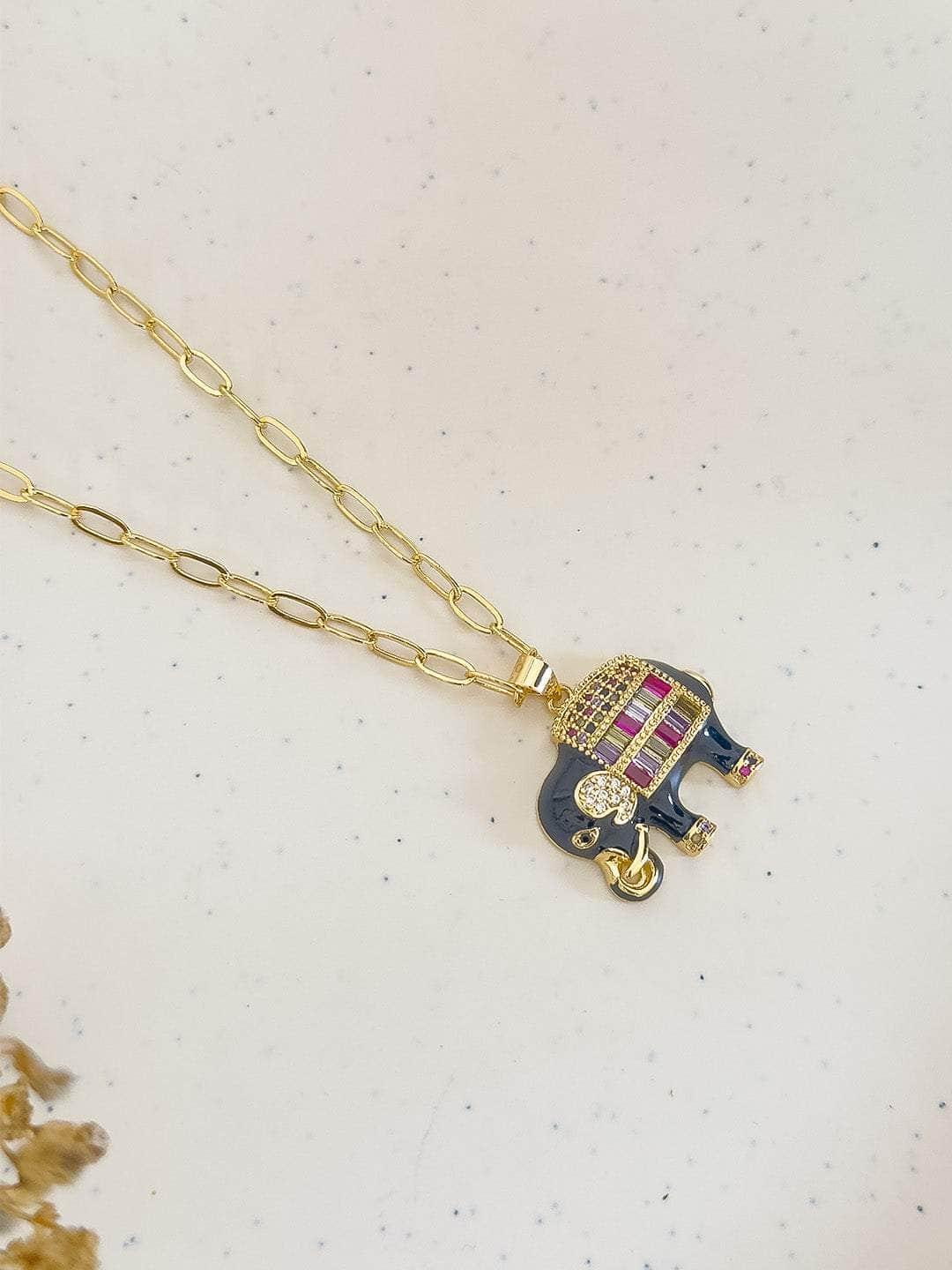 Ishhaara Black Elephant Necklace