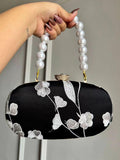 Ishhaara Black Garden Of Flowers Clutch Bag