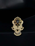 Ishhaara Black Gold Embellished Victorian Heart Brooch