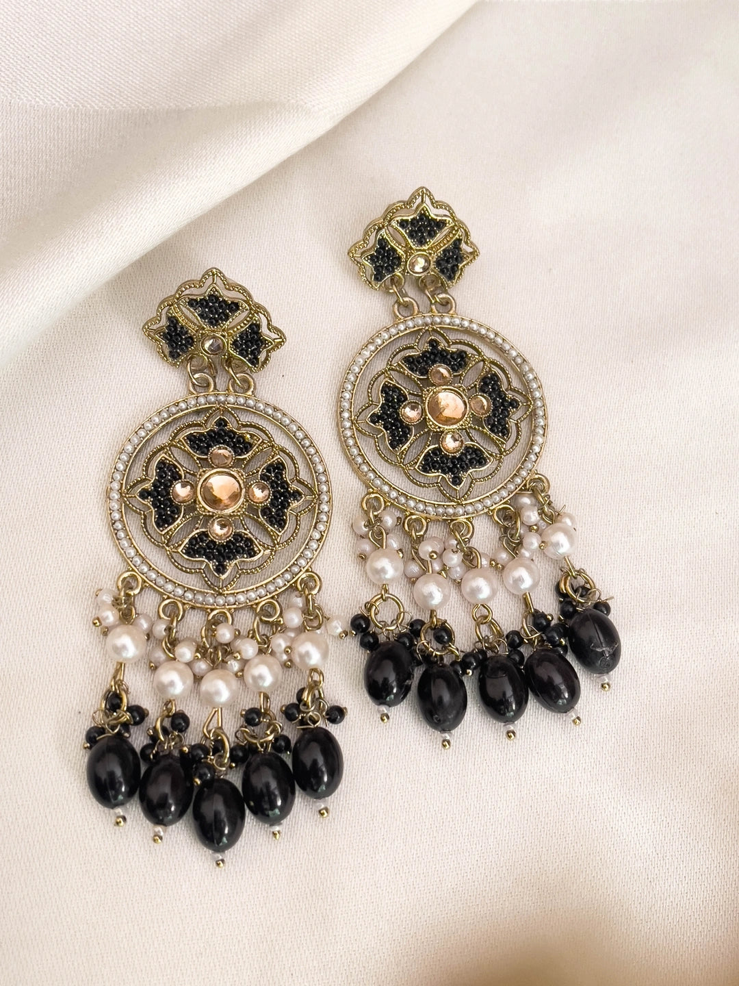 Ishhaara Black Gold Plated Traditional Handcrafted Earrings
