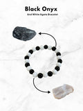 Ishhaara Black Onyx And White Agate Bracelet
