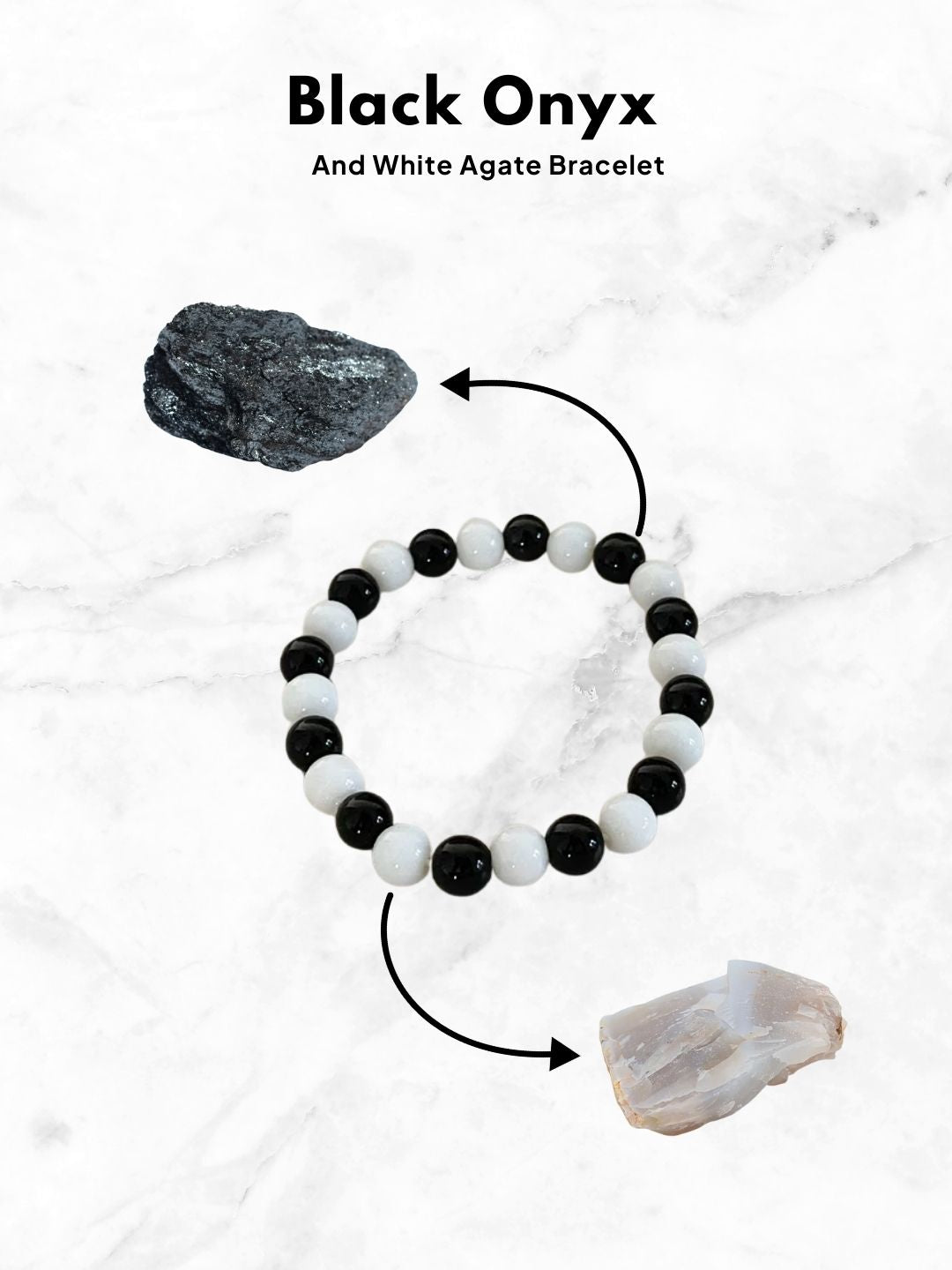 Ishhaara Black Onyx And White Agate Bracelet