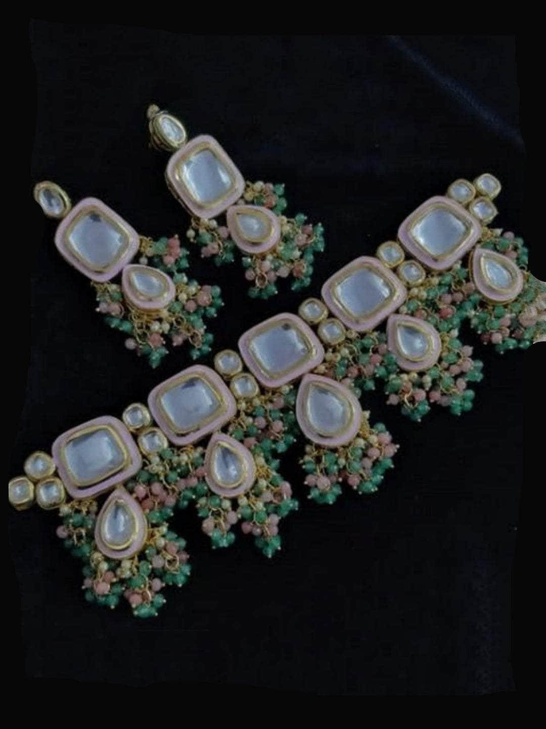 Ishhaara Block Kundan Meena Necklace Set