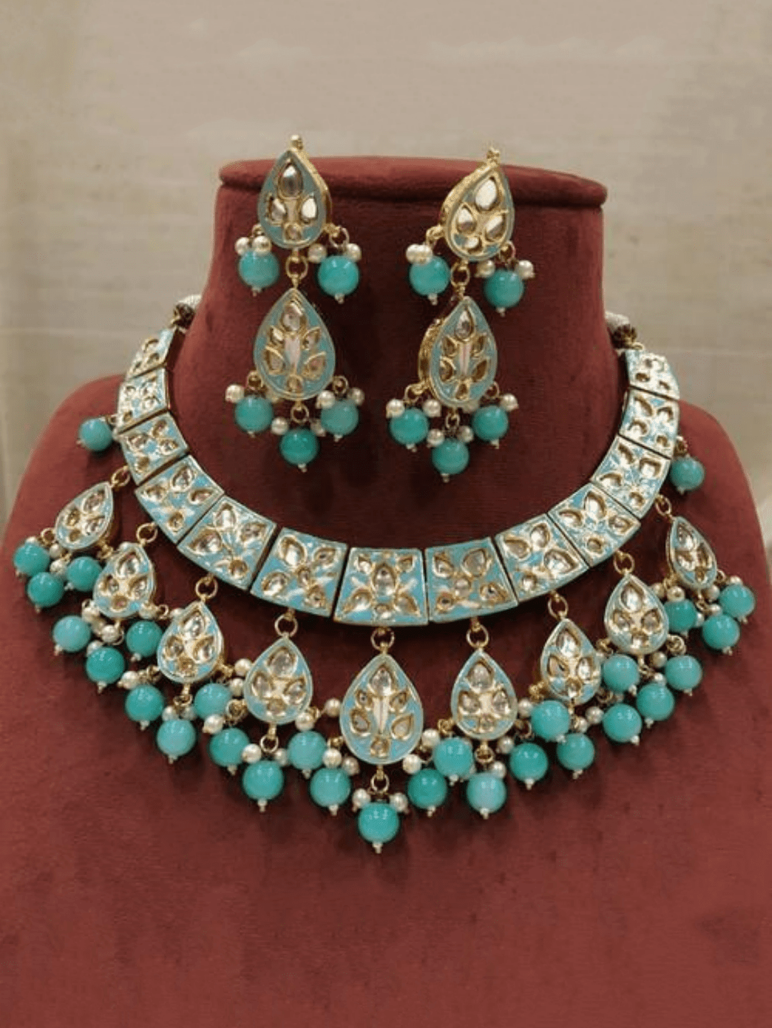 Ishhaara 3 Patch Moti Necklace Set