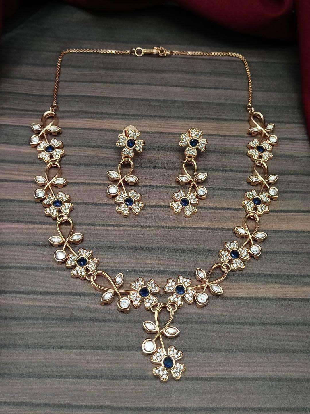 Ishhaara American Diamond Necklace Set With Earrings