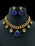 Ishhaara Blue Antique Designer Chained Pendant Necklace
