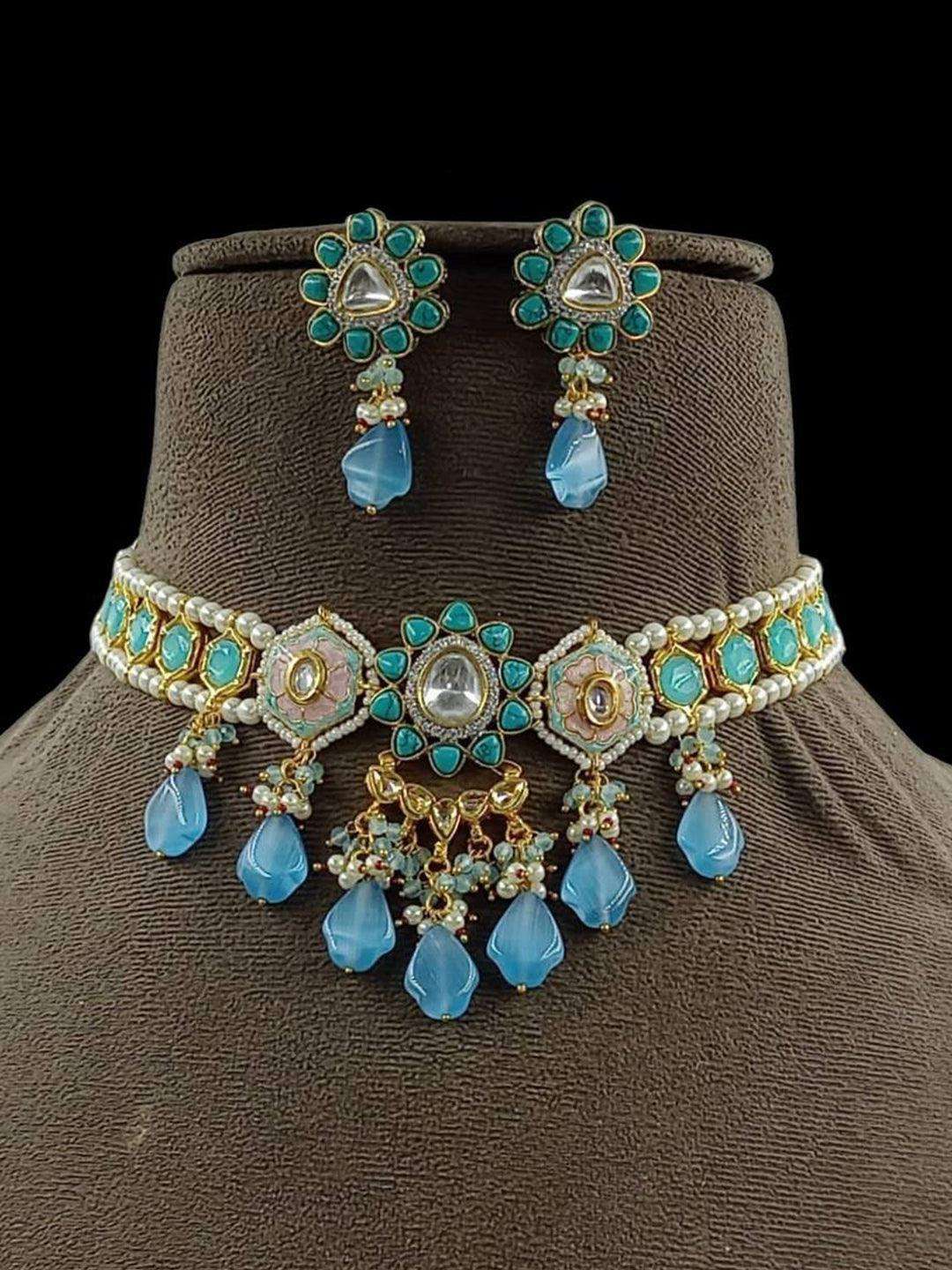 Ishhaara Beaded Polki Kundan Choker Set