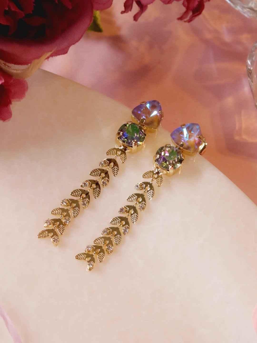 Ishhaara Crystal Trail Earrings Blue