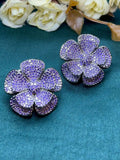 Ishhaara Blue Cubic Zirconia Flower Shaped Studs