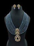 Ishhaara Blue Designer Long Polki Kundan Pendant Necklace Set