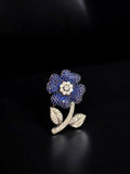Ishhaara Blue Diamond Flower Brooch
