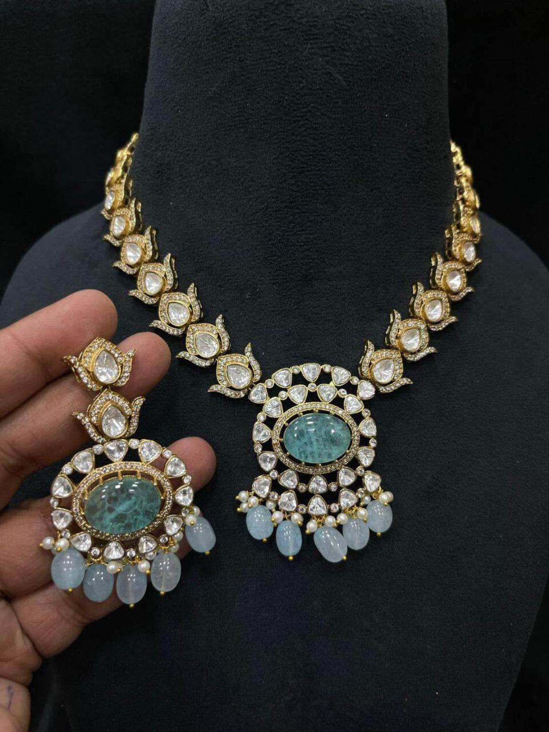 Ishhaara Doublet Stone Uncut Polki Necklace Set