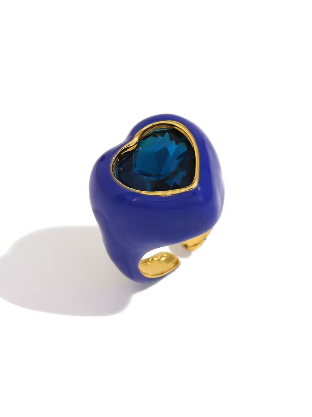 Ishhaara Blue Enamel Heart Shaped Ring