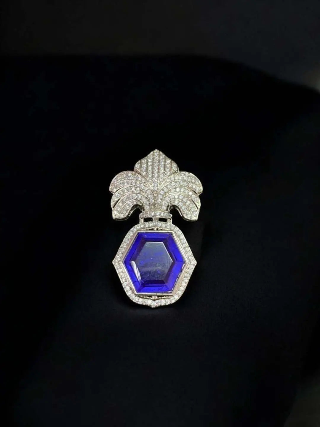 Ishhaara Blue Geometric Egyptian Sapphire Brooch