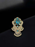 Ishhaara Blue Gold Embellished Victorian Heart Brooch