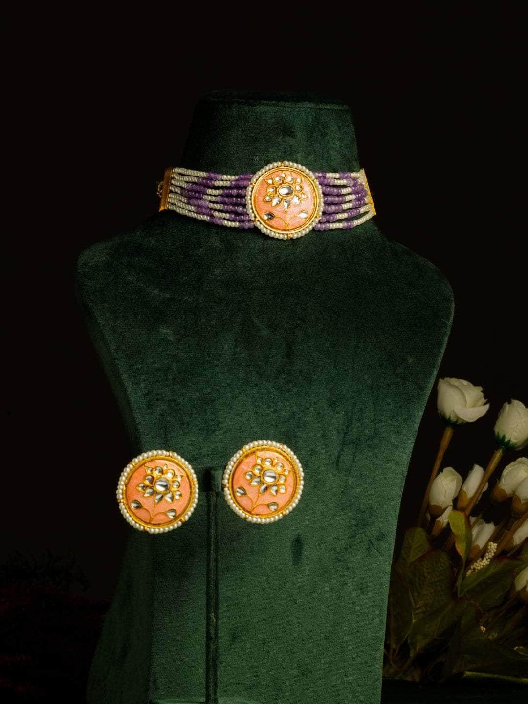 Ishhaara Hand Painted Meenakari Round Choker