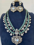 Ishhaara Blue Isha Ambani Inspired Long Emerald Necklace