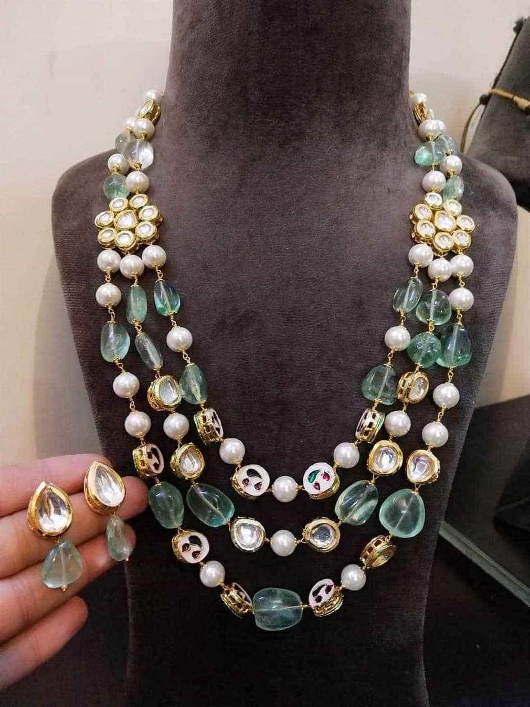 Ishhaara Multi Colored Triple Layered Necklace
