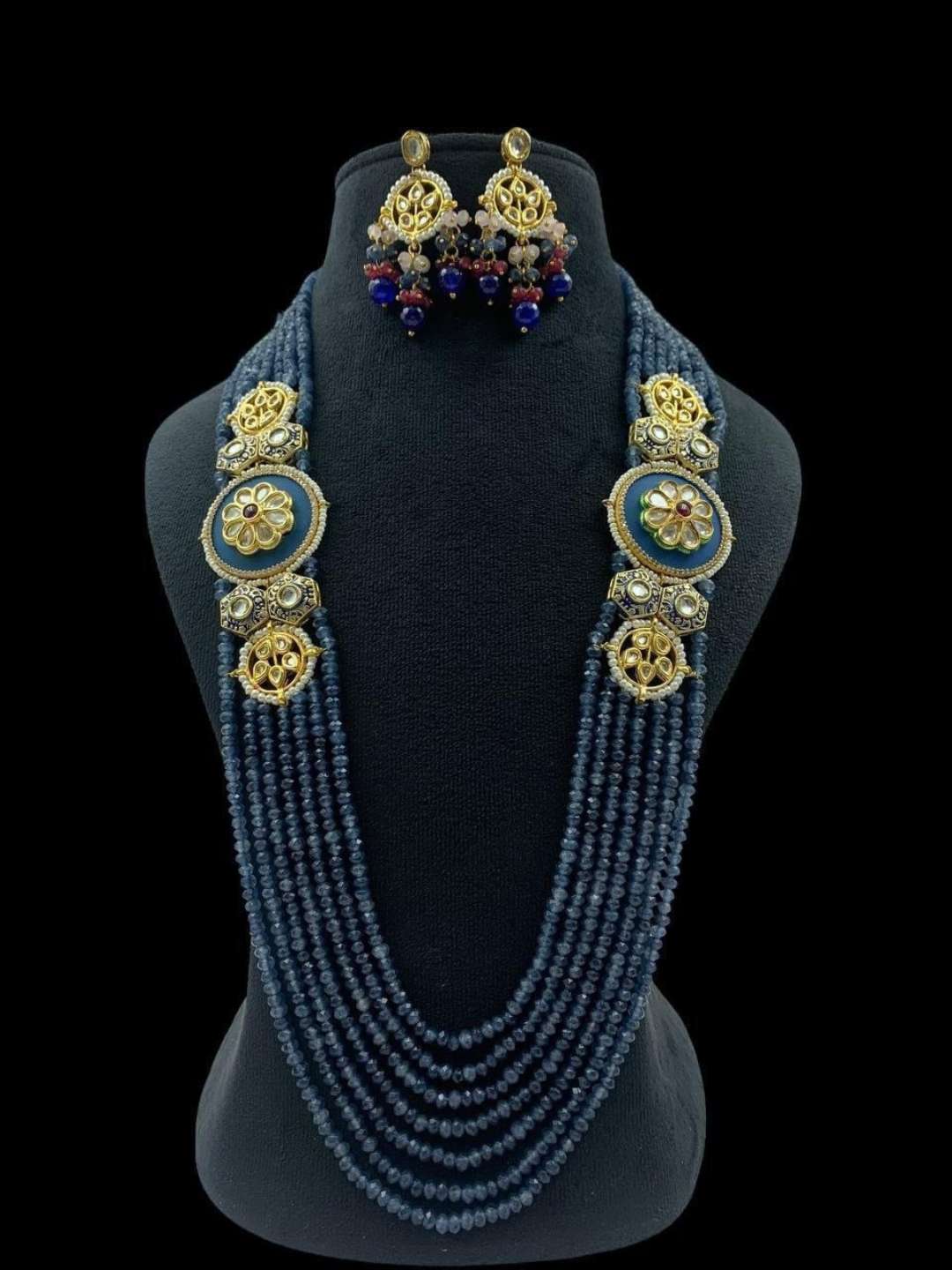 Ishhaara Blue Multi Layered Meenakari Worked Long Necklace